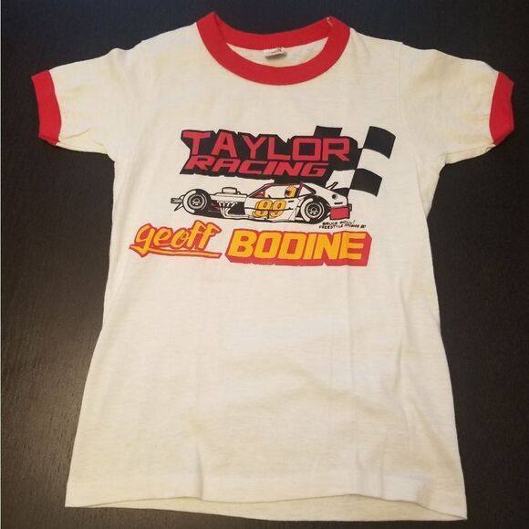 VINTAGE GEOFF BODINE 1980 T SHIRT HANES BRAND KIDS T SHIRT (A)